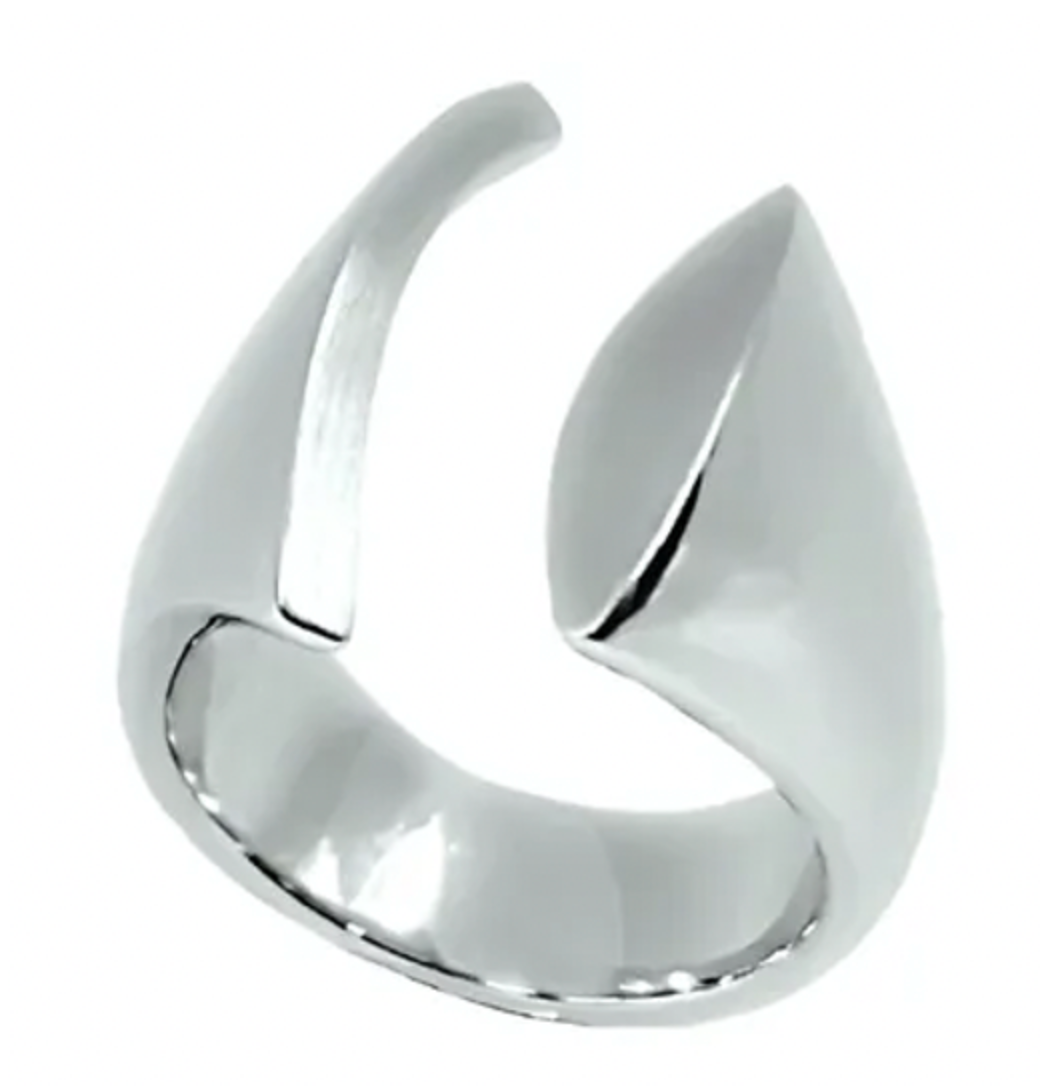 Breuning Sterling Silver High Polished and Matte Open Wide Ring