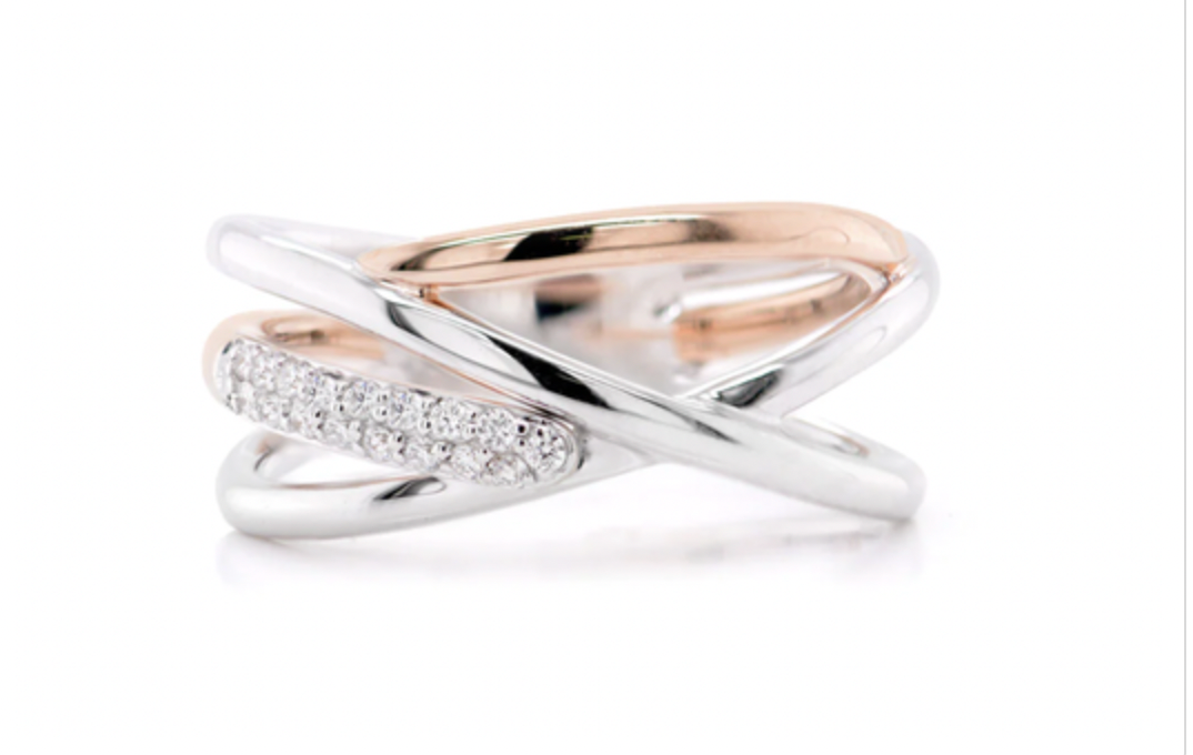 Breuning 9ct Rose gold and White Gold Diamond Ring
