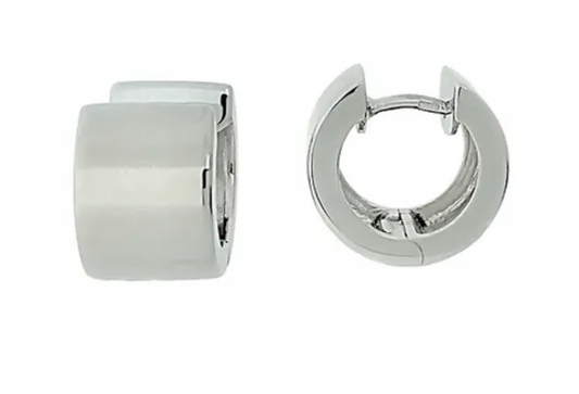 Sterling Silver High Polished Plain Huggie Earrings