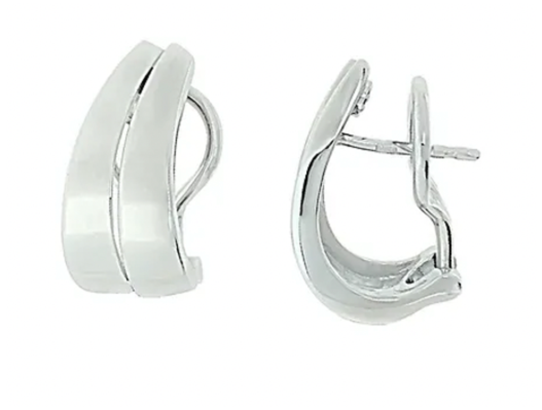 Sterling Silver Double Loop High Polished Huggie Earrings