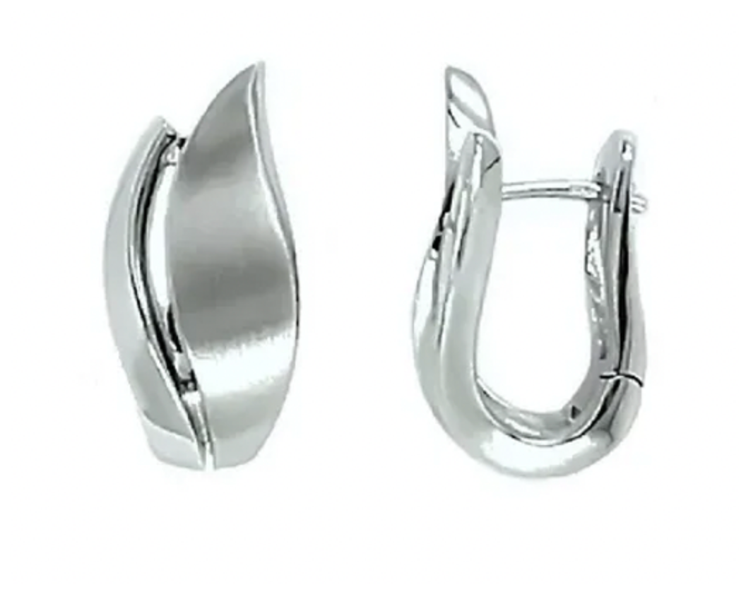 Sterling Silver Double Loop  Matte and High Polished Huggie Earrings
