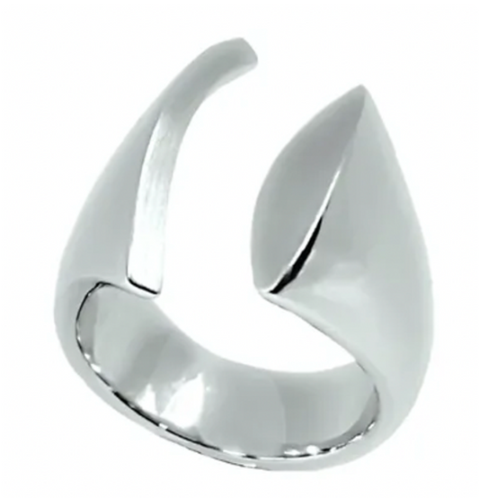Sterling Silver High Polished and Matte Open Wide Ring